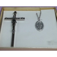 Crucifix with a Miraculous Medal with chain